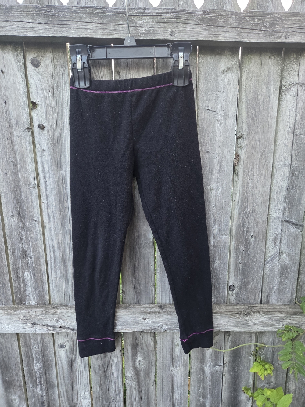 Climate Right Kids Black Leggings with Pink Stitching